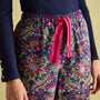 Joules STELLA Womens Pyjama Bottoms Damask front view featuring floral pattern and elasticated waist with tie.