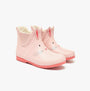 Joules RAINDANCE Girls Wellies Bunny pink rabbit design side view showing pull-on style and fleece lining.