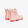 Joules RAINDANCE Girls Wellies Bunny back view, pink rubber wellington boots with fleece lining and flat sole.