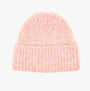 Joules CAVERSHAM Womens Beanie Pink front view, soft knitted fabric with a folded brim, featuring Joules logo.