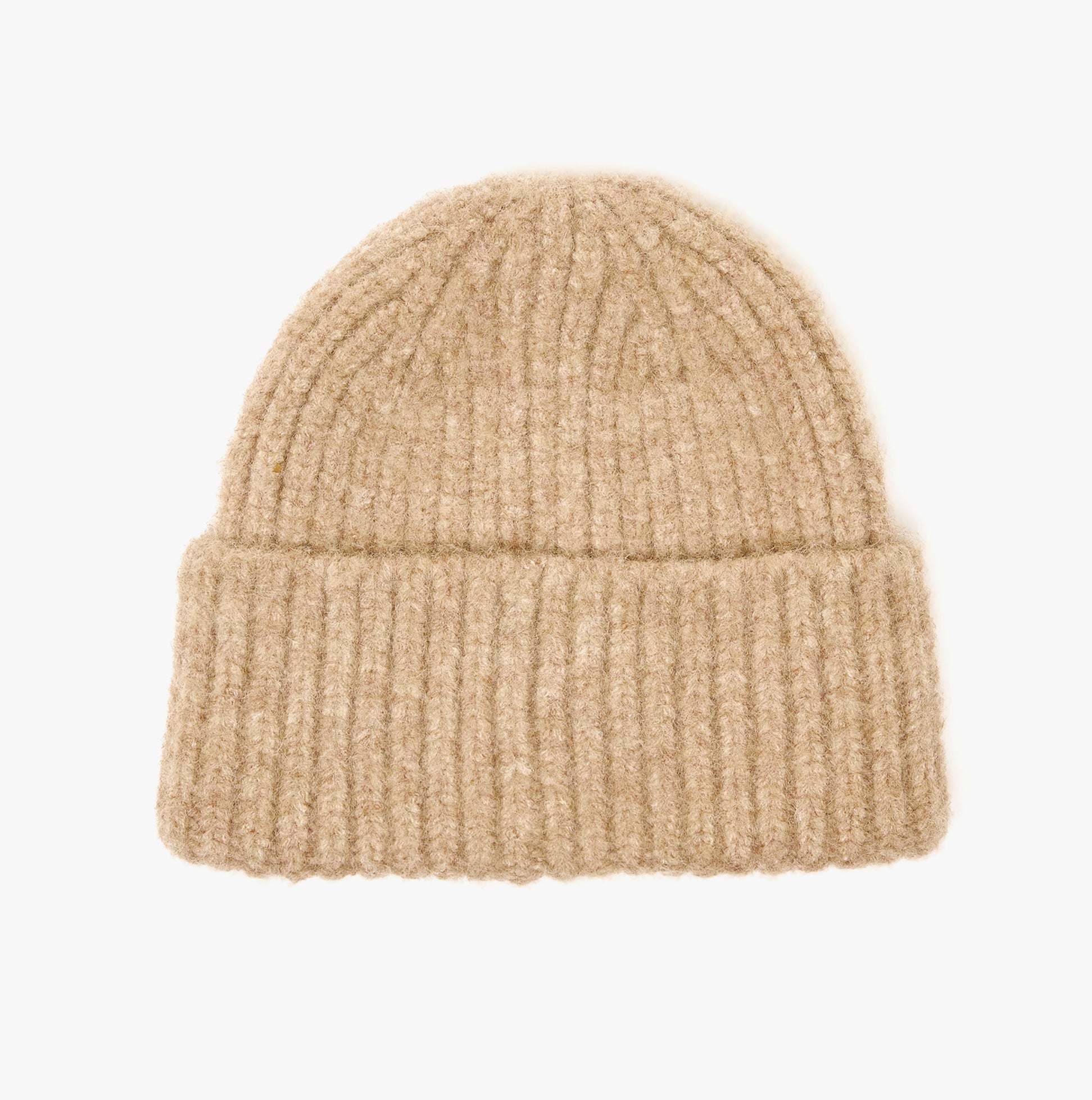 Joules CAVERSHAM Womens Beanie Oat front view, cozy ribbed design, made with recycled materials.