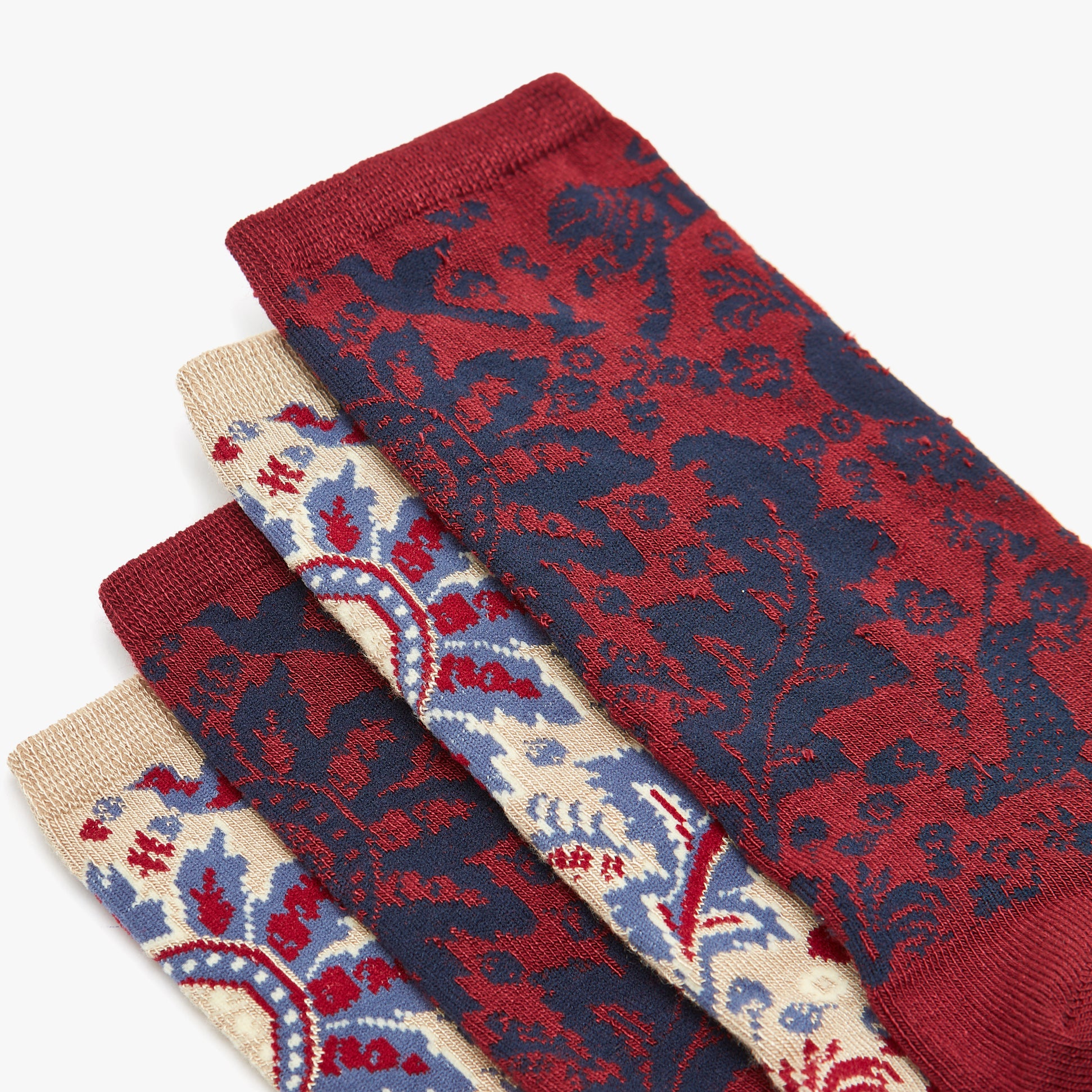 Joules EVERYDAY 2-Pack Womens Socks Neutral Demask top view displaying three color variants with floral patterns.
