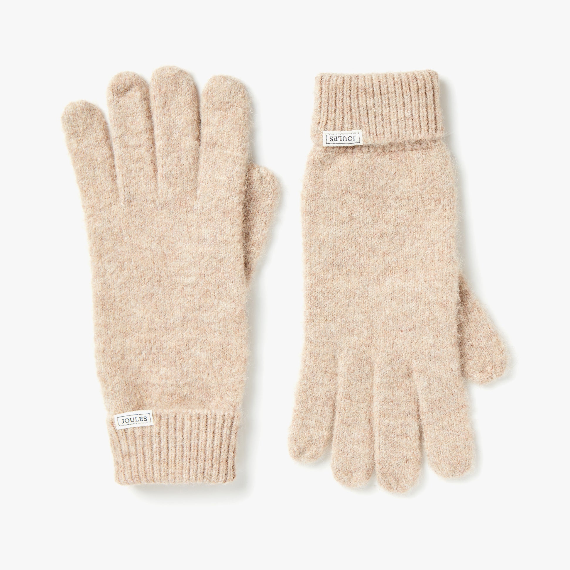 Joules CAVERSHAM Womens Gloves Oat front view showcasing soft texture and warm color, perfect for stylish winter wear.