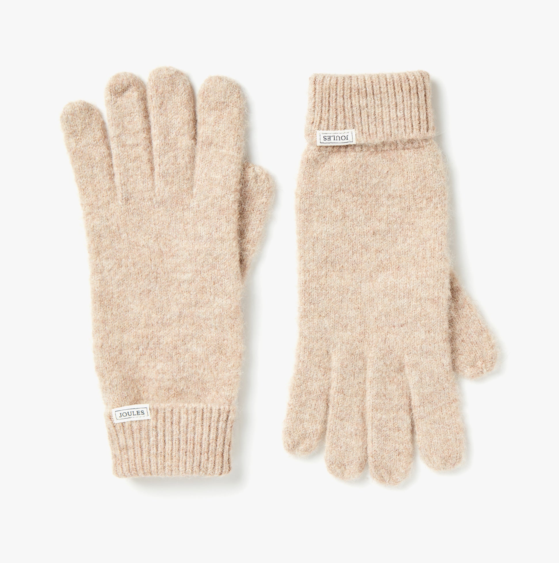 Joules CAVERSHAM Womens Gloves Oat front view showcasing soft texture and warm color, perfect for stylish winter wear.