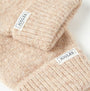 Joules CAVERSHAM Womens Gloves Oat detail view of fabric and brand labels on gloves