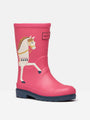 Joules SPLASHWELL Girls Wellies Horse side view pink rubber wellington boots with horse design