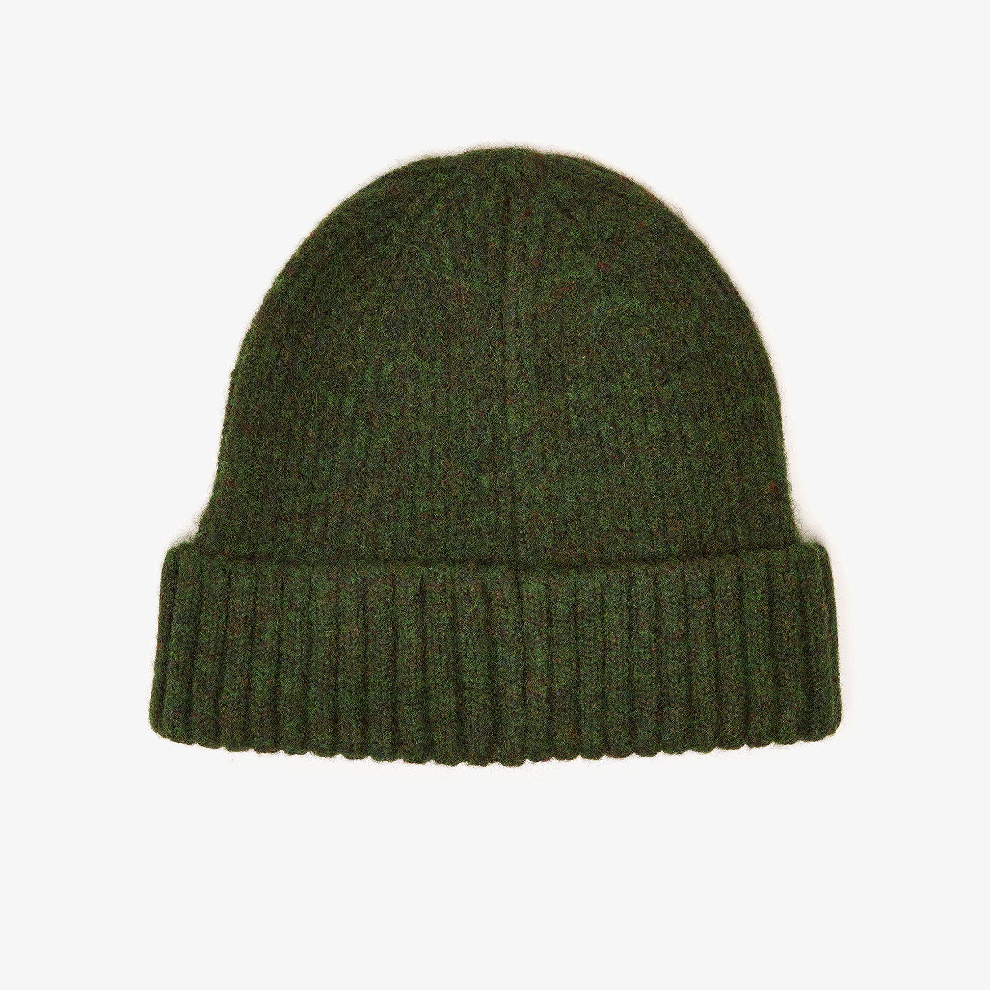 Joules BERWICK Mens Beanie Green top view showcasing ribbed cuff and textured knit design.