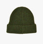 Joules BERWICK Mens Beanie Green top view showcasing ribbed cuff and textured knit design.