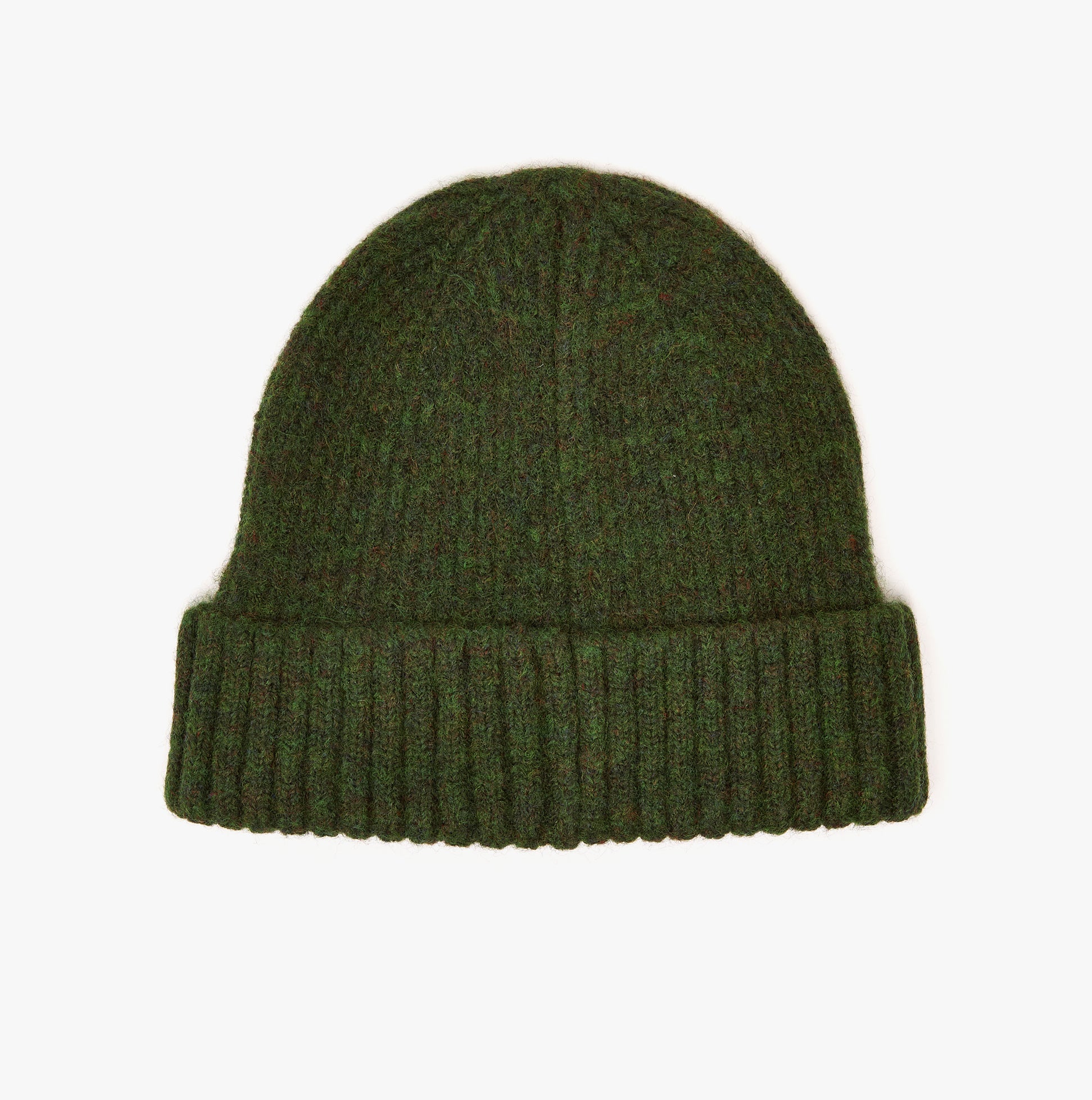 Joules BERWICK Mens Beanie Green top view showcasing ribbed cuff and textured knit design.
