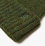 Joules BERWICK Mens Beanie Green detail view showcasing the textured knit and logo emblem.