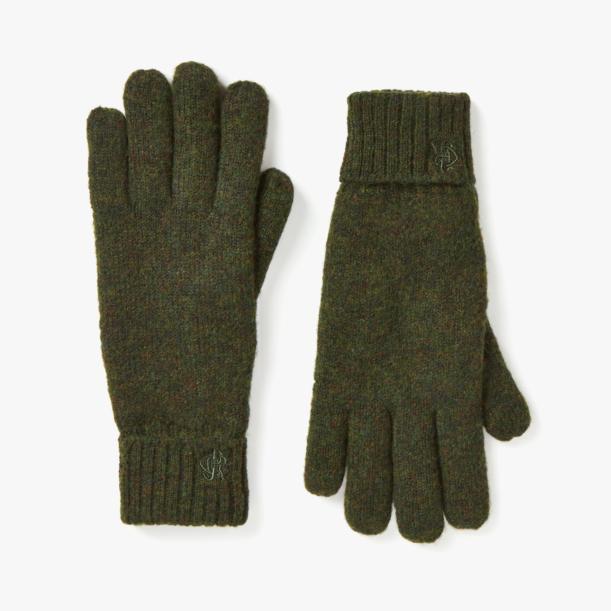 Joules BERWICK Mens Gloves Green front view showing texture and ribbed cuff for added warmth.