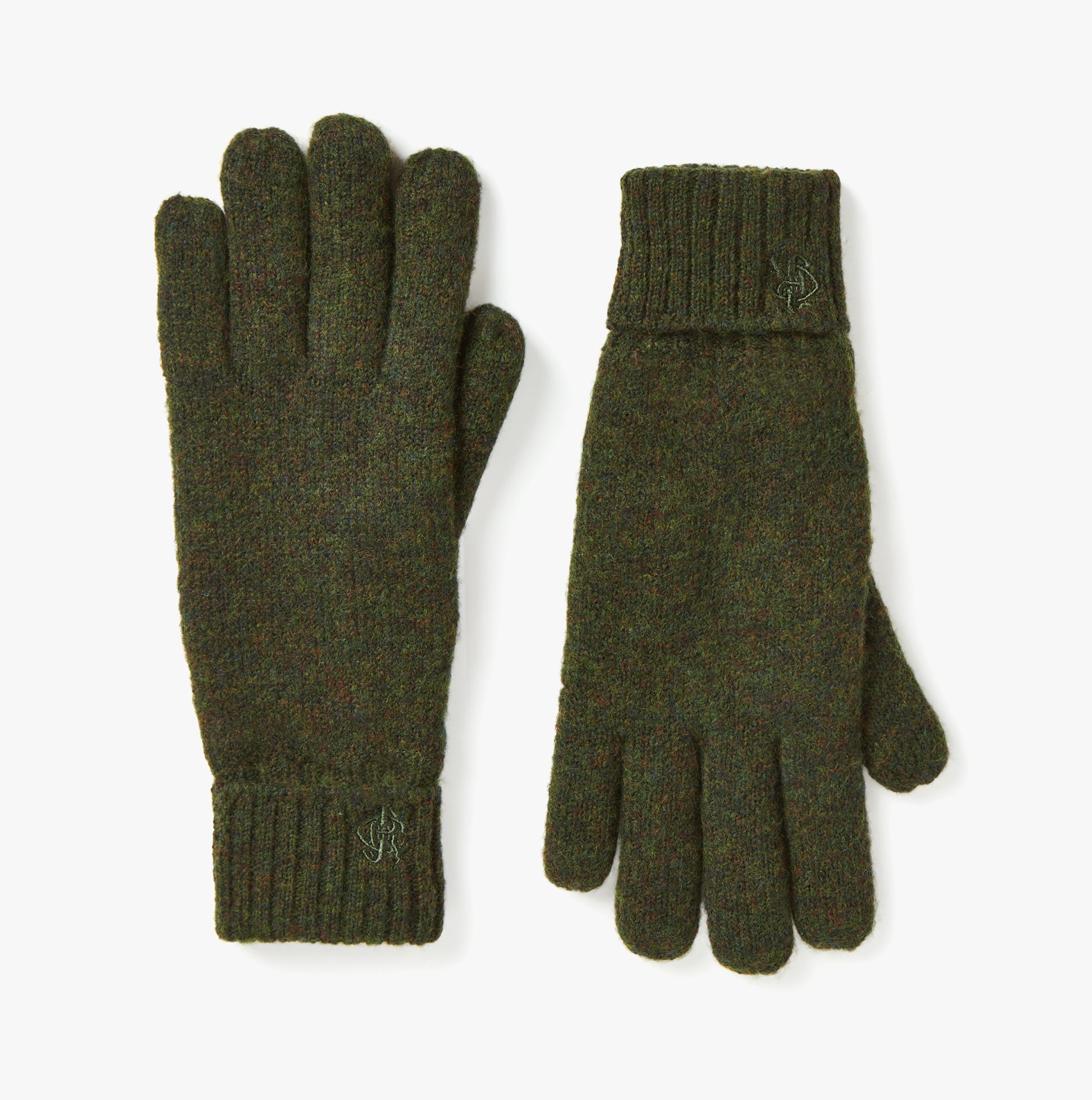 Joules BERWICK Mens Gloves Green front view showing texture and ribbed cuff for added warmth.