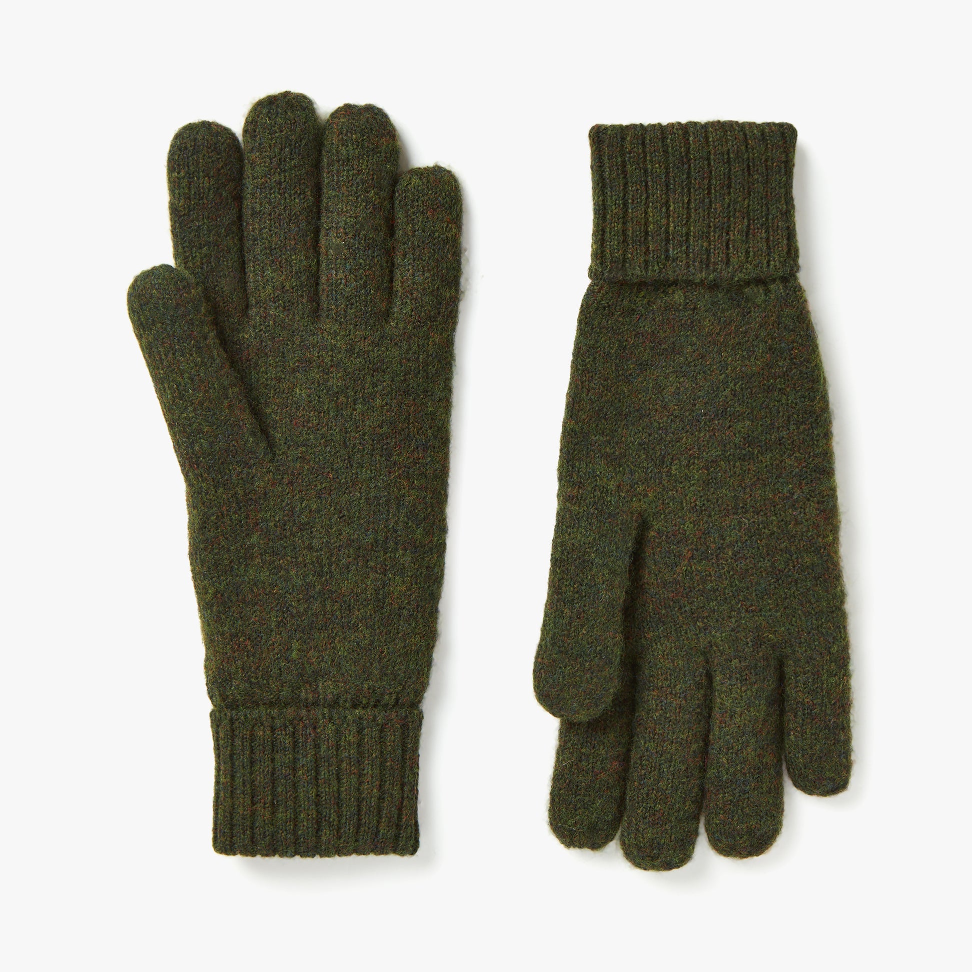 Joules BERWICK Mens Gloves Green, front view, showcasing the comfortable knit material and design details.
