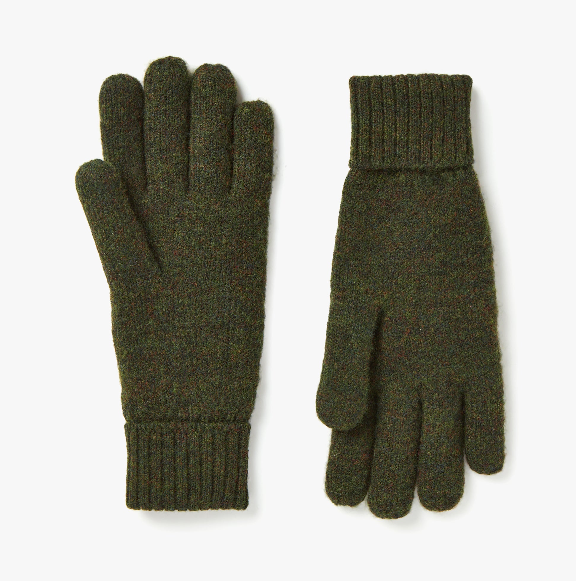 Joules BERWICK Mens Gloves Green, front view, showcasing the comfortable knit material and design details.
