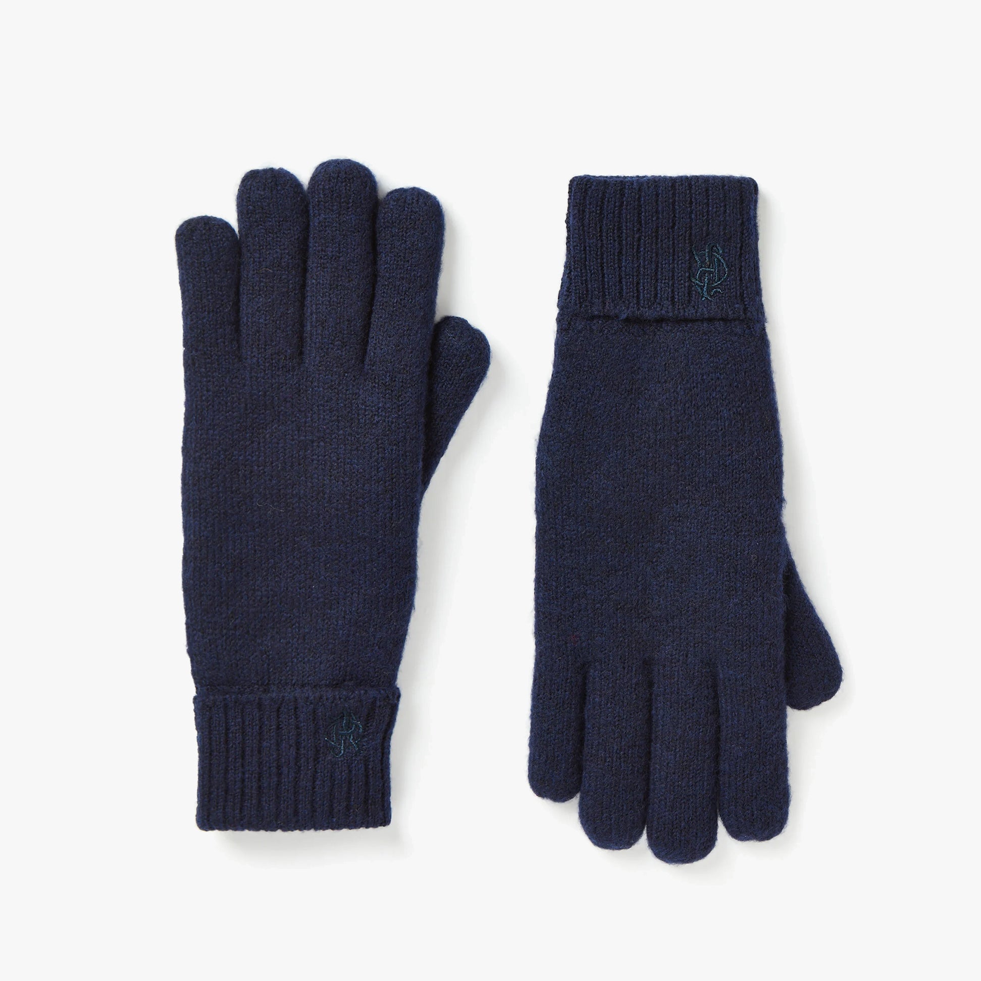 Joules BERWICK Mens Gloves Navy front view showing ribbed knit fabric and cuffs.