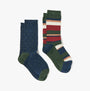 Joules KINGSBURY 2-Pack Mens Socks Stripe Navy showcasing a striped design and polka-dot pattern, side view.