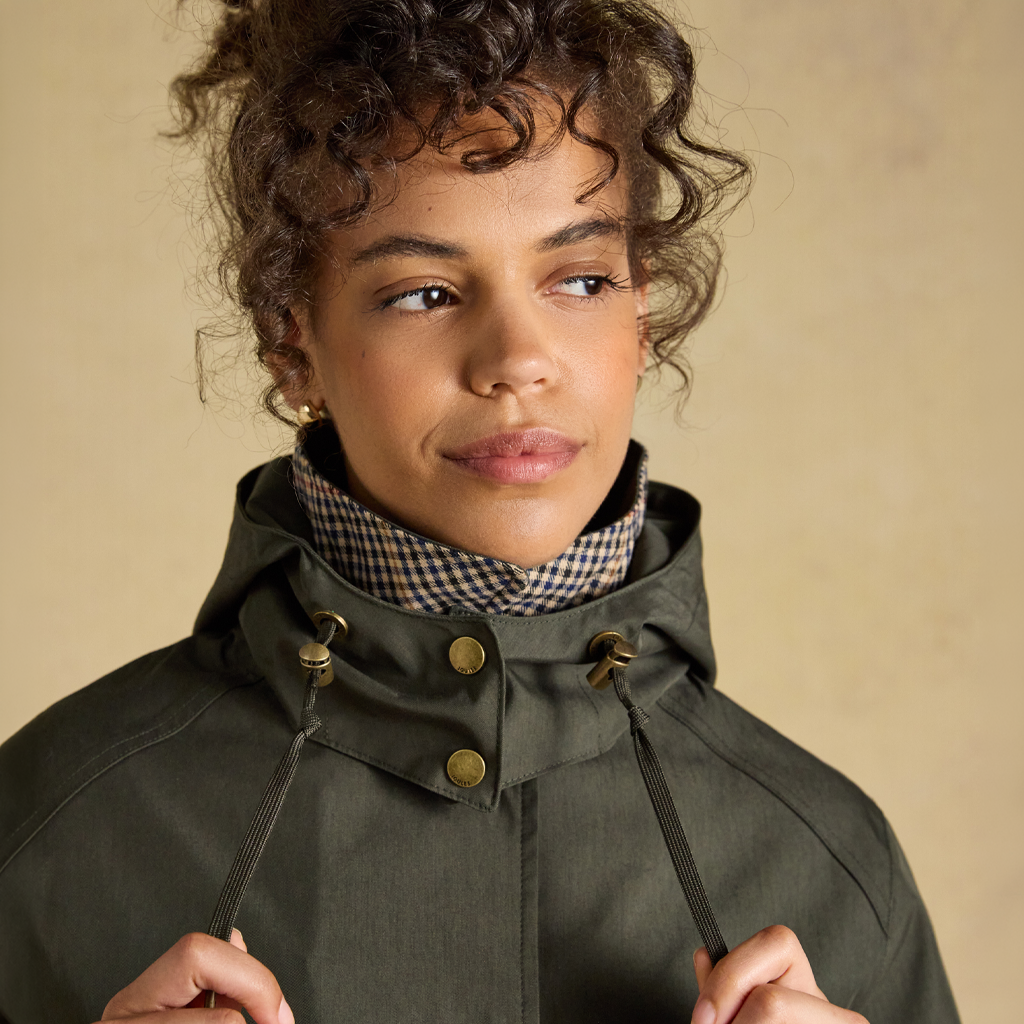 Joules RAINMORE Womens Rain Coats Khaki Green