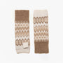 Joules KARA Neutral Fingerless Fairisle Glove Beige top view showcasing intricate patterns and soft textures.