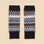 Joules KARA Fingerless Fairisle Glove Navy top view showcasing intricate fairisle design in navy, white, red, and blue.