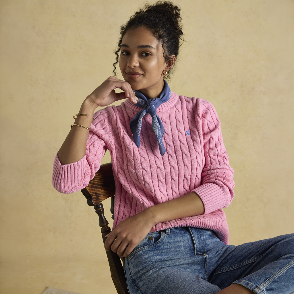 Joules CLASSIC CABLE Womens Sweaters Pink