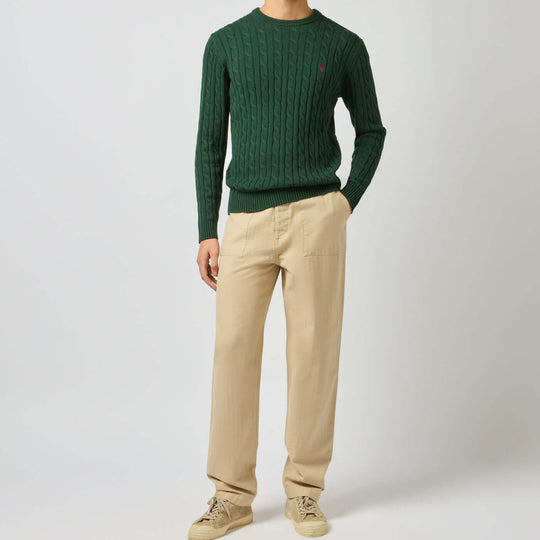 Joules CABLE CREW Mens Sweater Green
