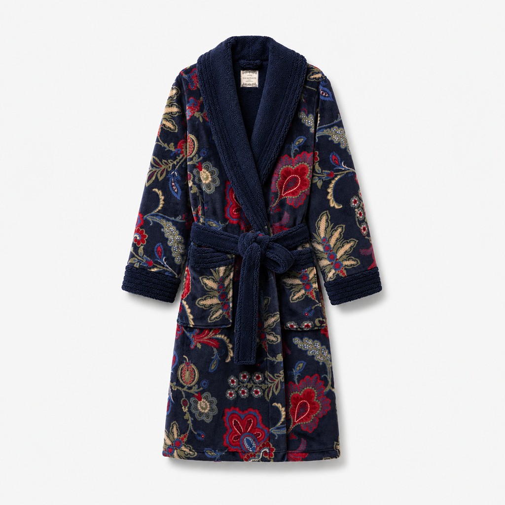 Joules Y97379 MATILDA Ladies Robe Navy Floral Womens Bathrobe Navy Floral