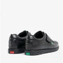 Kickers 114226 FRAGMA STRAP Boys School Shoes Black back view with touch fastening and rubber sole.