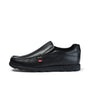 Kickers 114227 FRAGMA SLIP Boys School Shoes in Black, top-down view showing smooth leather surface and visible toe stitching