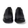 Kickers 114227 FRAGMA SLIP Boys School Shoes in Black, back heel view showing subtle stitching detail