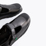 Kickers 115711 FRAGMA T-BUCKLE Girls School Shoes Black top view showcasing the buckle and leather upper.