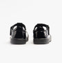 Kickers 116227 PLUNK MJ Girls School Shoes Black Patent back view showing shiny patent leather finish.