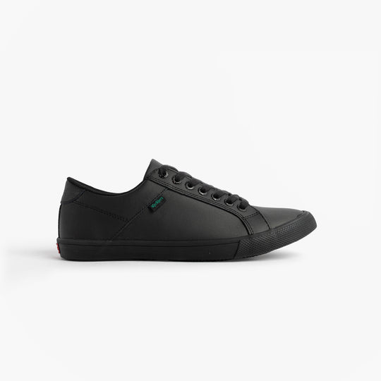 Kickers 116408 KODY LO Unisex School Shoes Black side view showing lace-up design and round toe shape.