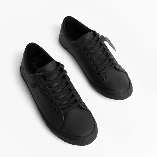 Kickers 116408 KODY LO Unisex School Shoes Black top view with round toe and lace-up closure.