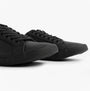Kickers 116408 KODY LO Unisex School Shoes Black side view showcasing the flat sole and lace-up design.