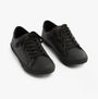 Kickers 116407 KODY LO Unisex School Shoes Black side view, lace-up leather upper, flat rubber sole, breathable comfort.