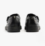 Kickers 117220 FINLEY T BAR Girls School Shoes Black back view, showcasing leather upper and buckle closure.