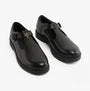 Kickers 117220 FINLEY T BAR Girls School Shoes Black side view leather with buckle closure.