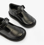 Kickers 117236 KOPI HEART T BAR Infant Girls School Shoes Black top view with detail of buckle and round toe.