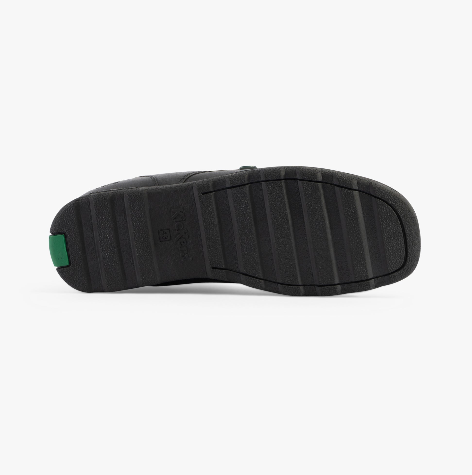 Kickers 117606 FRAGMA CHUK Boys School Boots Black bottom view showing sole detail.