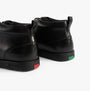 Kickers 117606 FRAGMA CHUK Boys School Boots Black rear view showing leather finish and colorful sole details.