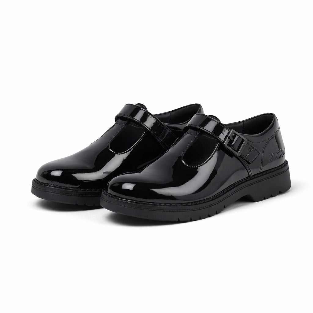 FINLEY T-BAR Girls School Shoes Black