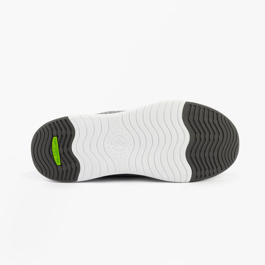 Kizik LIMA Unisex Adults Trainers Grey bottom view showcasing rubber sole design and tread pattern.