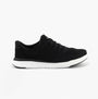 Kizik LIMA Unisex Adults Trainers Black side view of casual lace-up sneakers with knit upper and rubber sole.