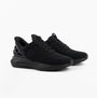 Kizik ATHENS 2.0 Mens Trainers Blackout side view featuring a sleek black knit upper and rubber sole.