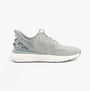 Kizik ATHENS 2.0 Mens Trainers Alloy side view showing knit upper, lace-up closure, and rubber sole in gray.