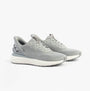 Kizik ATHENS 2.0 Mens Trainers Alloy side view showing gray knit upper and rubber sole.