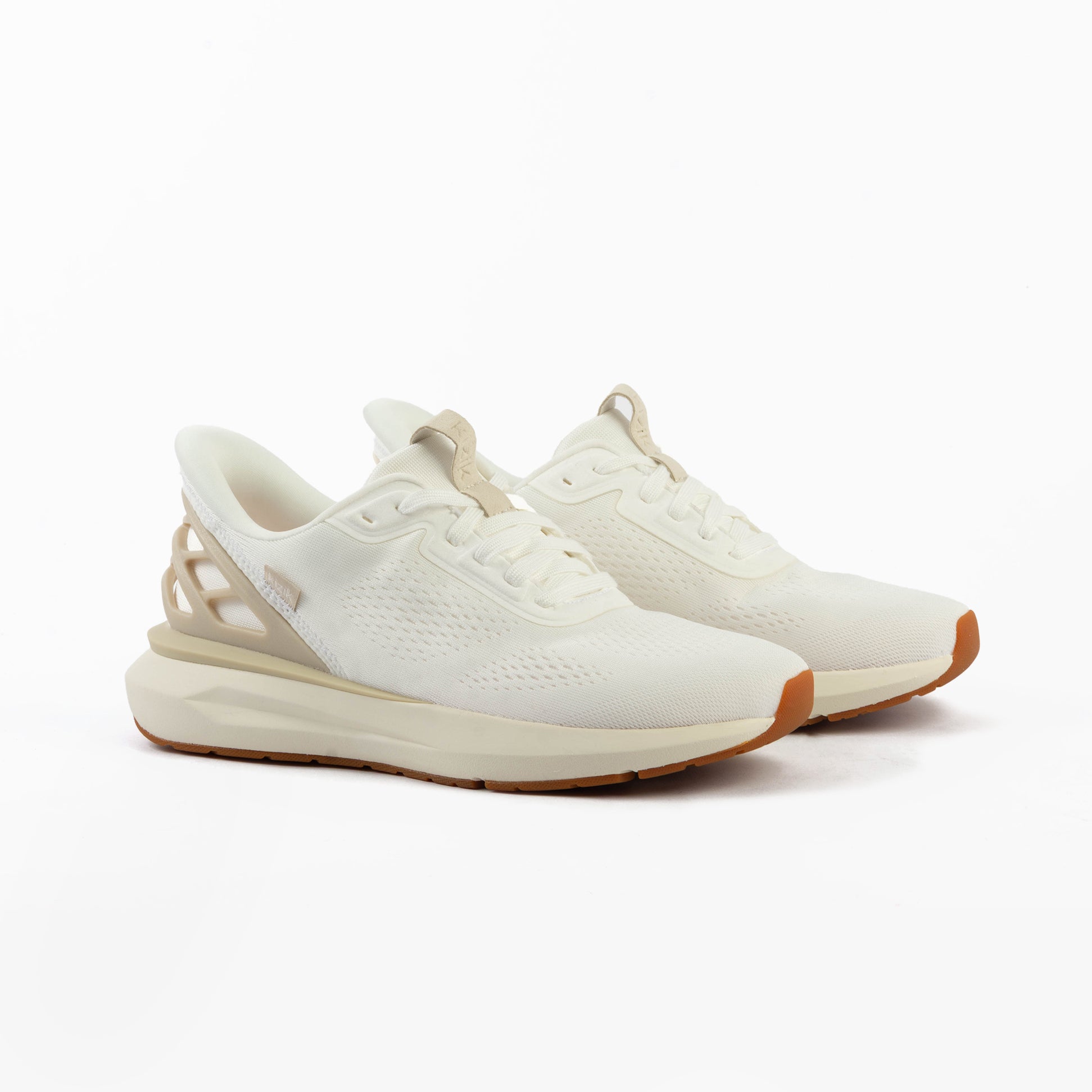 Kizik ATHENS 2.0 Mens Trainers Bright White side view showcasing stylish casual knit upper and rubber sole.
