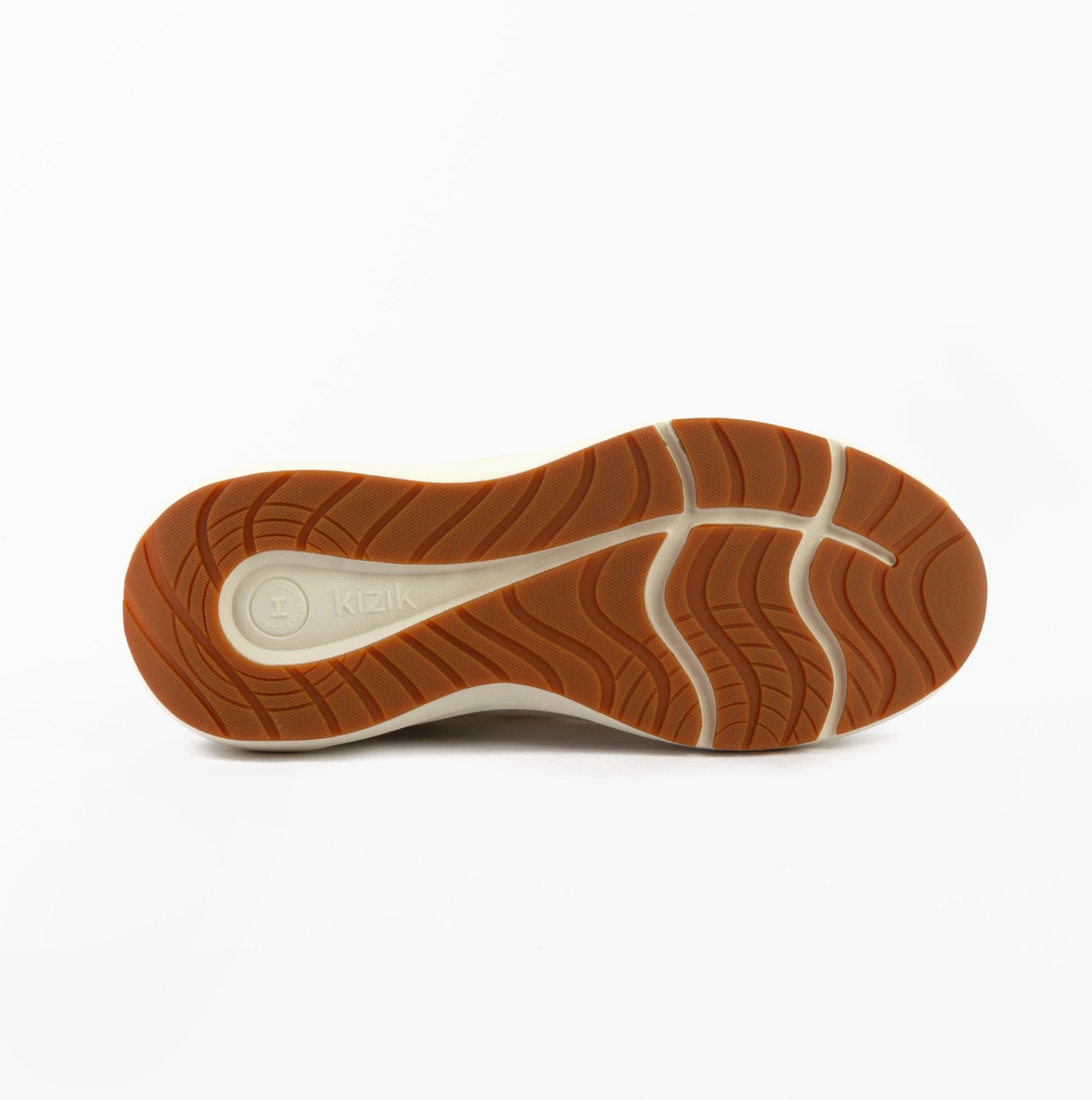 Kizik ATHENS 2.0 Mens Trainers Bright White bottom view showing detailed rubber sole with traction pattern