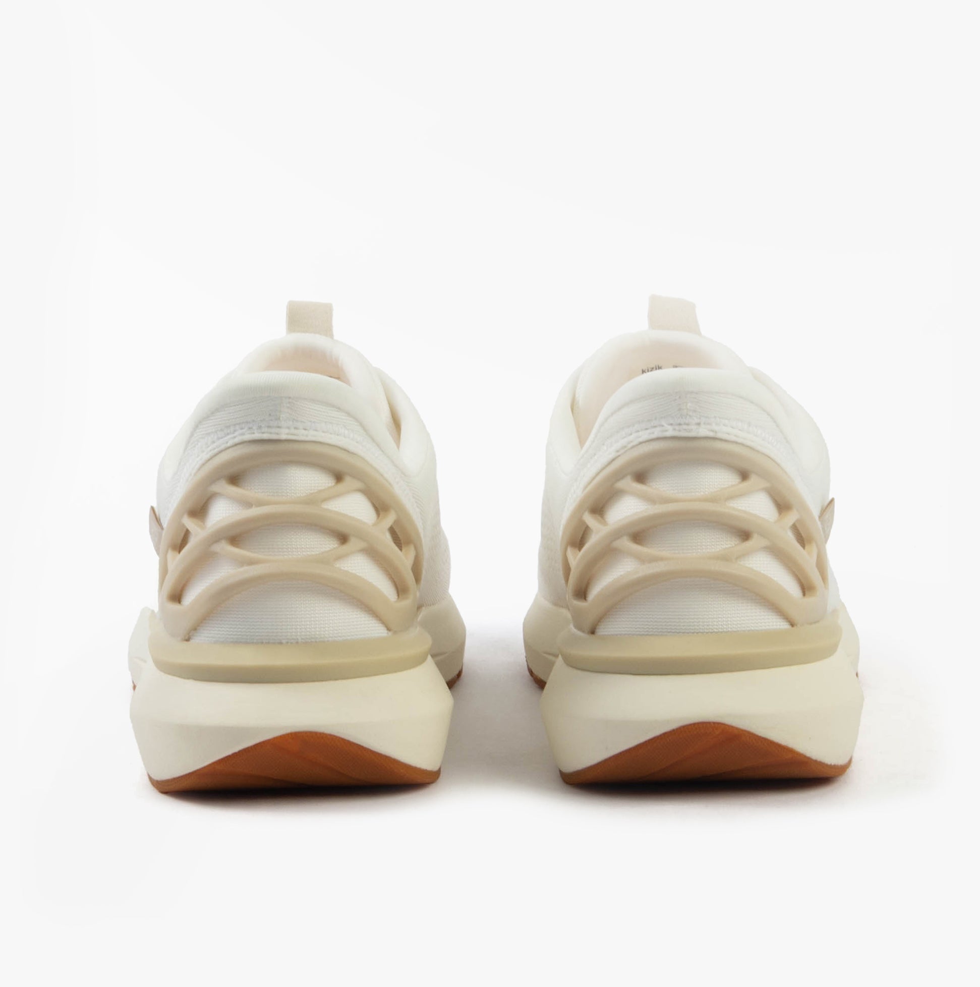 Kizik ATHENS 2.0 Mens Trainers Bright White rear view showcasing lace-up design and low top style.