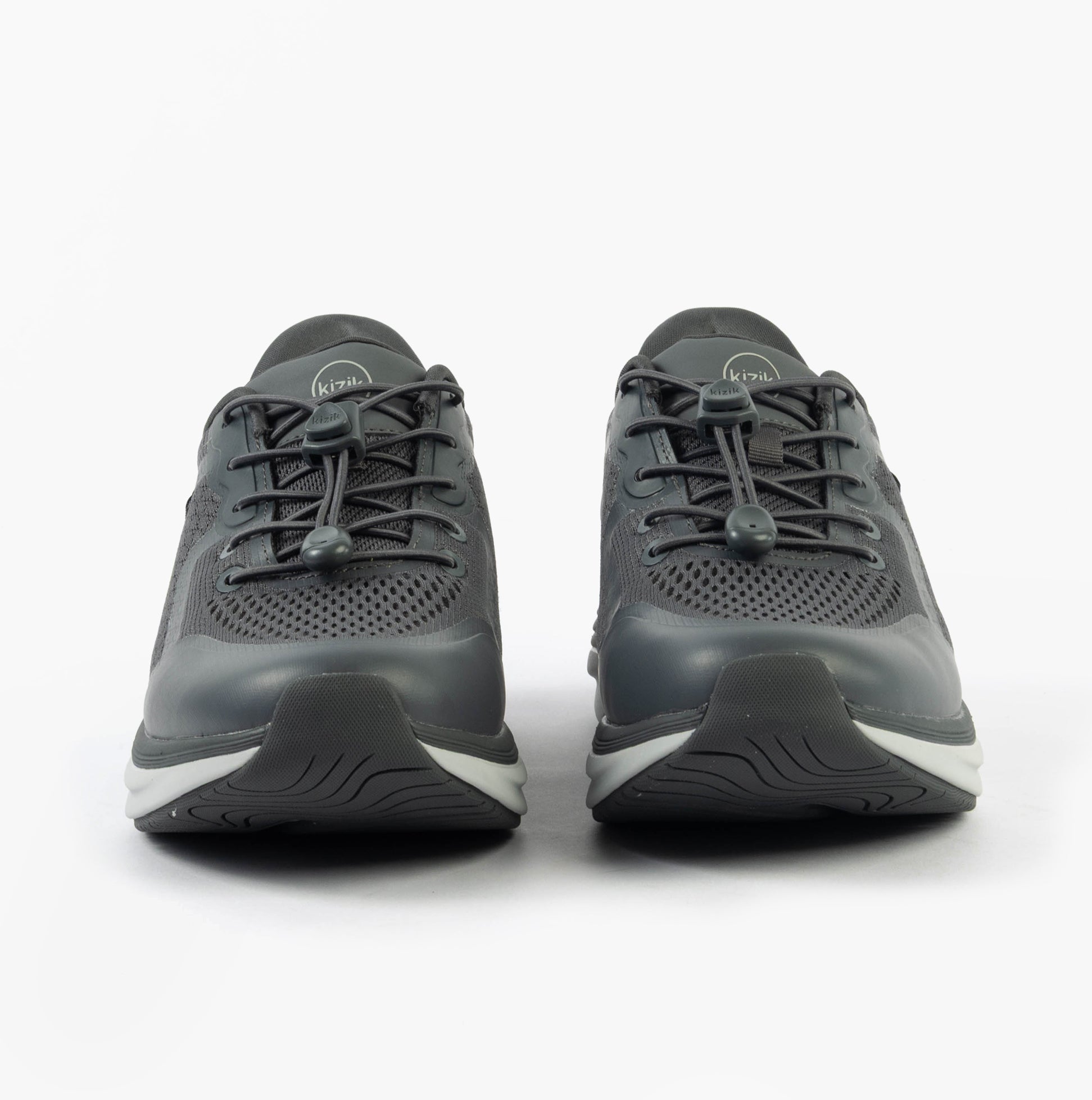 Kizik LONDON Mens Trainers Castlerock front view showing lace-up closure and mesh upper.